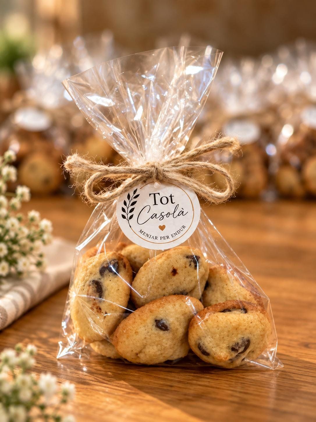 Bolsa de cookies con la etiqueta de Tot Casolà